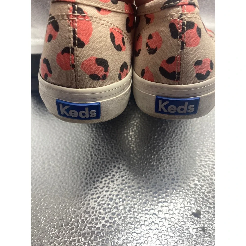 Keds Dream Foam Leopard Print Slip On Sneakers Tan Coral Pink Animal Canvas